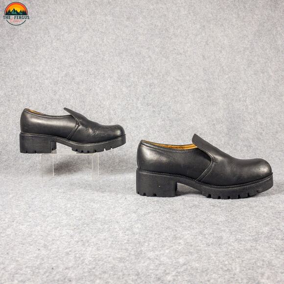 Double H Ranch Loafer Black Leather Chunky Y2K Oil Resistant Women's Size 9.5 M - Picture 3 of 11